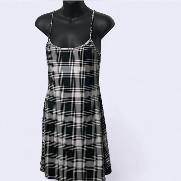 Plaid Black and White Slip Dress - Picture 1 of 2
